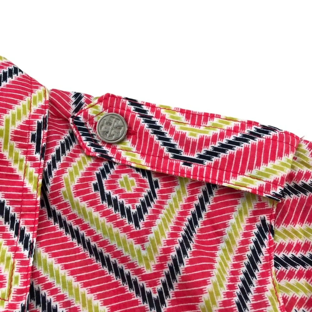 Tory Burch Pink Geometric 100% cotton Button Down Shirt Size 2